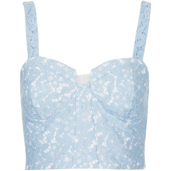 NWT TOPSHOP Blue Lace Cropped Bustier Corset - Picture 4 of 4